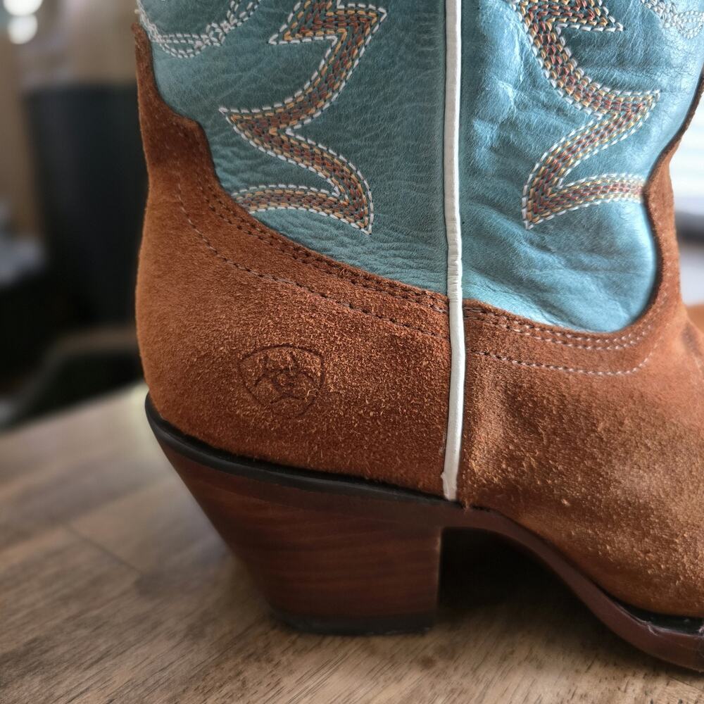 Ariat Ambrose Western Boots Womens Size 6 Penny Suede Pale Turquoise NWT - Picture 8 of 16